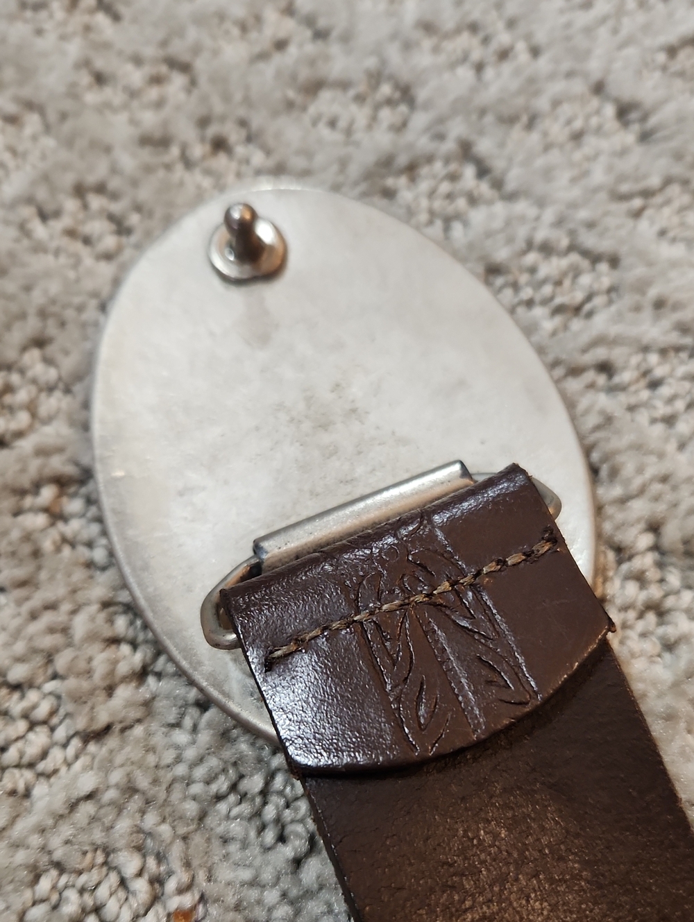 Abercrombie & Fitch Brown Leather Belt Decorative Blue Rhinestone Silver Buckle - Picture 4 of 14